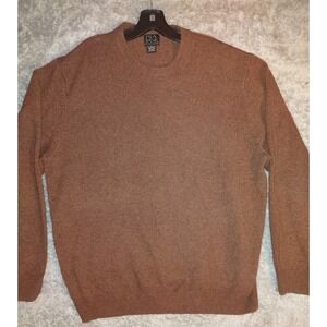 JOS. A BANK Mens Size L Crewneck Sweater Lambswool Nylon Brown Fall Work Office